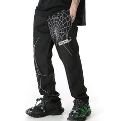 Men's Spider Web Embroidered Loose Casual Pants