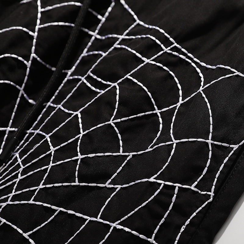 Men's Spider Web Embroidered Loose Casual Pants