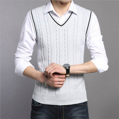 Sleeveless Knit Pullover Sweater with V-Neck