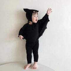 New Baby Halloween Clothes Set Boys Girls Cute Bat Sleeve Bodysuit + Hat Toddler Fashion Kids Halloween Party Clothing