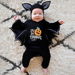 Baby's First Halloween Costume Black Bat Romper Jumpsuit Infant Boys Girls Purim Party Carnival Fancy Dress Cosplay Long Short