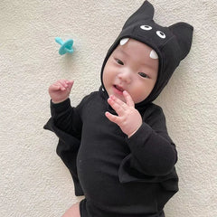 New Baby Halloween Clothes Set Boys Girls Cute Bat Sleeve Bodysuit + Hat Toddler Fashion Kids Halloween Party Clothing