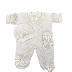 Elegant White Baby Dedication Romper