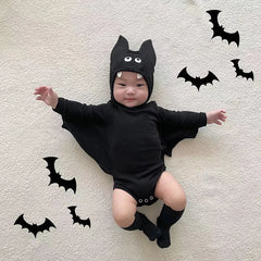 New Baby Halloween Clothes Set Boys Girls Cute Bat Sleeve Bodysuit + Hat Toddler Fashion Kids Halloween Party Clothing