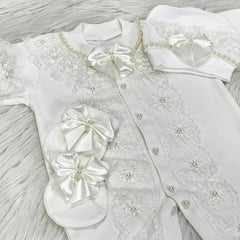 Elegant White Baby Dedication Romper
