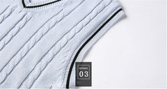 Sleeveless Knit Pullover Sweater with V-Neck