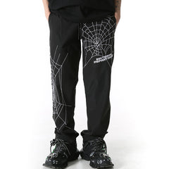 Men's Spider Web Embroidered Loose Casual Pants
