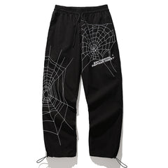 Men's Spider Web Embroidered Loose Casual Pants