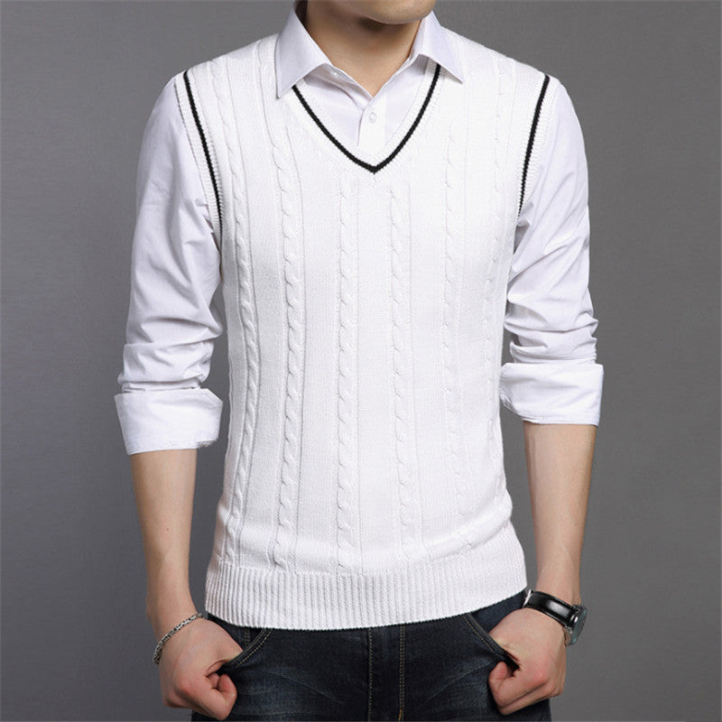 Sleeveless Knit Pullover Sweater with V-Neck