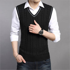 Sleeveless Knit Pullover Sweater with V-Neck